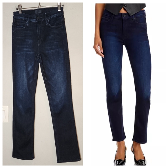 MOTHER The Dazzler Mid Rise Ankle Straight Jeans Darkwash Now or Never Size 24
